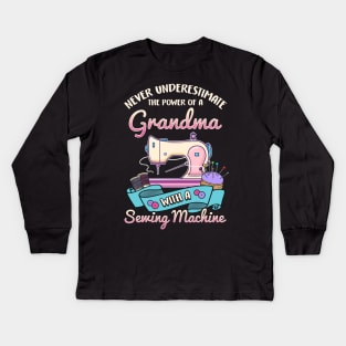 Grandma With A Sewing Machine Kids Long Sleeve T-Shirt